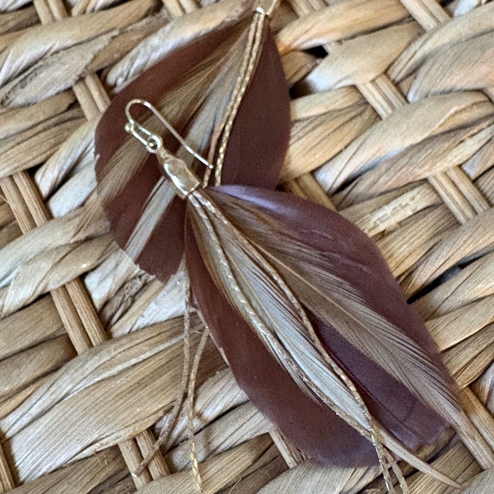 Feather and Gold accent earrings